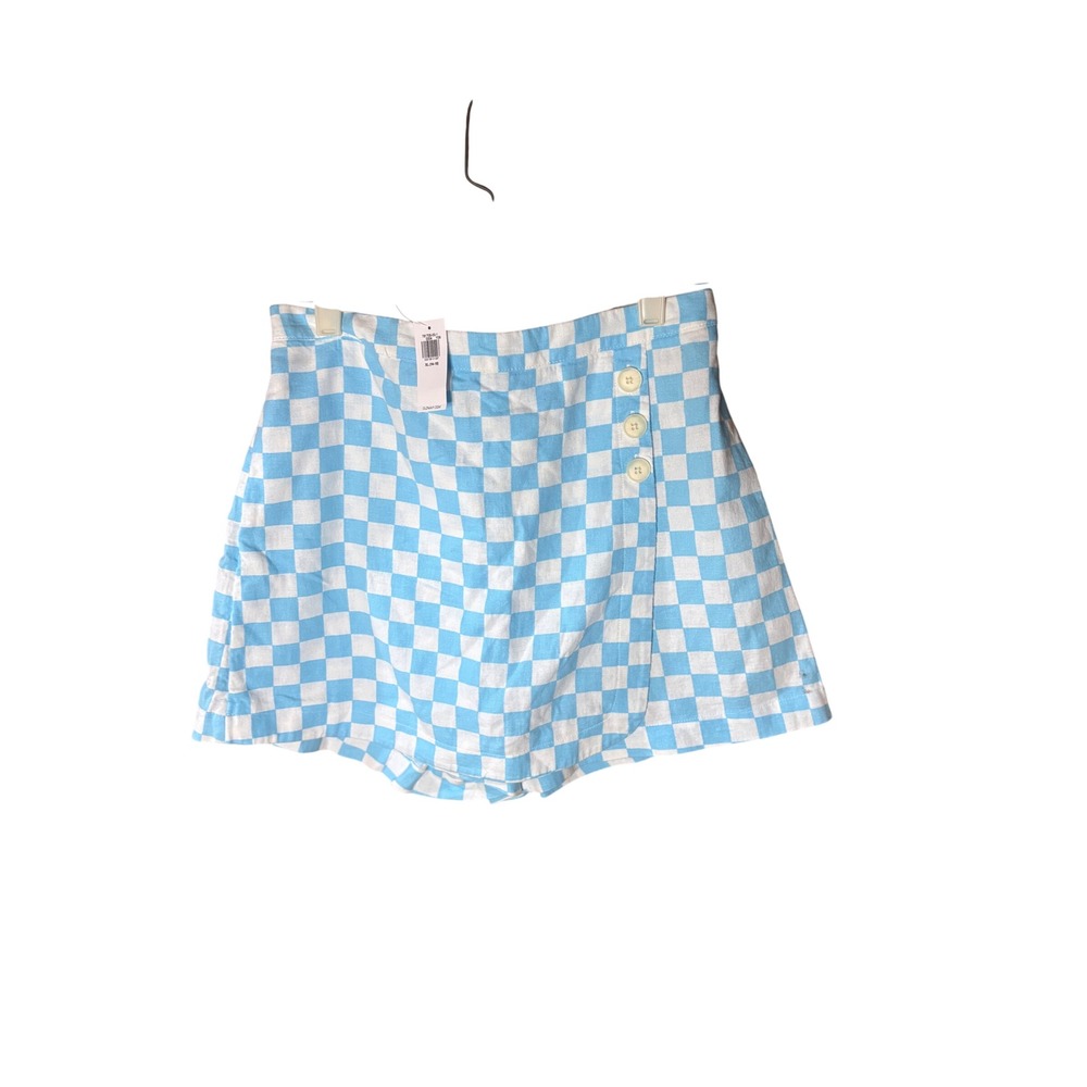 Old Navy Girls XL 14-16 Blue White Checkered Button Skort 781705-00-1 NEW